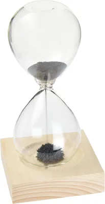 Produktbild von Sanduhr mit magnetischem Sand, 16 cm Höhe, 1 Minute Laufzeit, Holzsockel, für die Küche