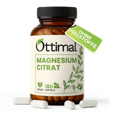 Produktbild von Magnesiumcitrat Hochdosiert Kapseln 180 St. (107% NRV / 2 Monats) 2400 mg, davon 400 mg Elementares Magnesium ohne Zusatzstoffe - Labor in DE