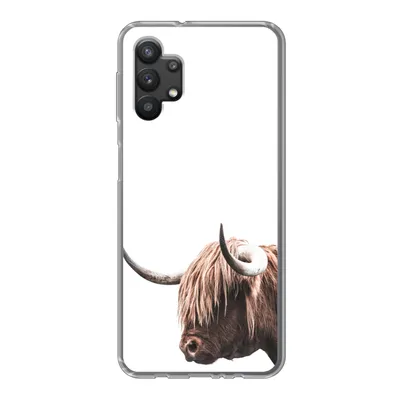 Produktbild von MuchoWow® Handyhülle Schutzhülle Hülle für Samsung Galaxy A32 5G Schottischer Highlander - Kopf - Weiß Silikon Softcase Handy Hülle - Softcase