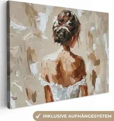 Produktbild von Wanddeko 80x60 cm - Frau - Farbe - Abstrakt - Beige - Modern, Leinwand Bilder, Gemälde, Wanddeko