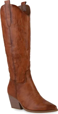 Produktbild von VAN HILL Damen Stiefel Cowboystiefel Stickereien Schuhe 838830, Farbe: Hellbraun, Größe: 38