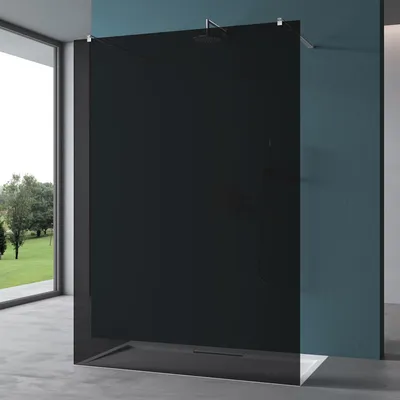 Produktbild von Mai & Mai Duschwand Duschabtrennung 2 Haltestange für Walk-In Dusche 100cm 10mm Grauglas ESG-Sicherheitsglas mit Nanobeschichtung Bremen02VG+2