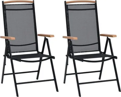 Immagine prodotto di vidaXL 2x Sedia da giardino pieghevole 58x65x109 cm Alluminio Nero Sedia da giardino