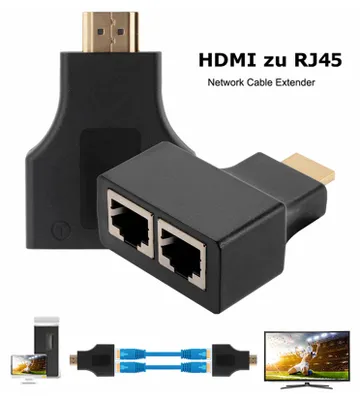 Produktbild von C26C HDMI zu RJ45 Adapter Extender – Netzwerk LAN Ethernet Übertragung via Cat5e/Cat6 – Full HD 1080p Signalverlängerung