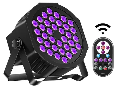 Produktbild von LED Bühnenbeleuchtung - PAR Scheinwerfer - 36W Leistung - 36 LEDs - DMX Steuerung - EU-Stecker - Party Disco DJ - UV Schwarzlicht