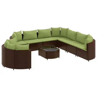 Productafbeelding van 10-delige Loungeset met kussens poly rattan bruin