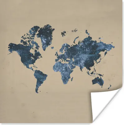 Produktbild von MuchoWow® Poster Weltkarte - Blau - Glitter 50x50 cm - Wohnzimmerdekoration