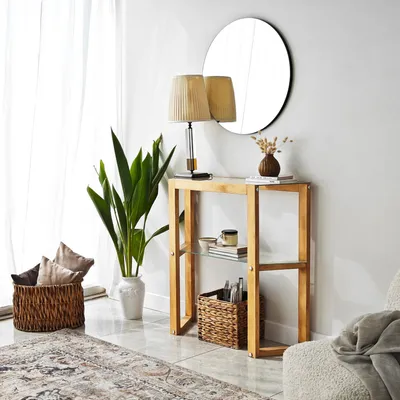 Image de Skye Decor, Trapezoid - Oak, commode, 100 % BOIS MASSIF, chêne, 85 x 31 x 85 cm