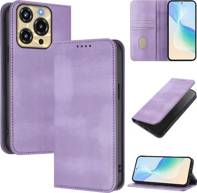 Image de Housse de téléphone portable pour Oukitel C69, Vintage Cuir RFID Protection Porte-carte Stand Fonction Housse magnétique à rabat Violet