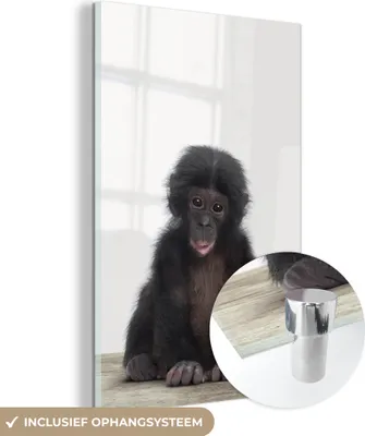 Produktbild von MuchoWow Glasbilder - Bilder auf Wandbild - Foto auf Glas Kind - Affe - Schimpanse - Babytiere - Jungen - Mädchen 80x120 cm Wanddekoration aus Glas - Acrylglasbild - Acrylbilder - Die Schlafzimmer