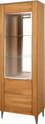 Produktbild von Standvitrine Glasvitrine Latina 70x42x200cm Honig Eiche teilmassiv 1-türig