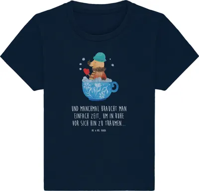 Produktbild von Mr. & Mrs. Panda Organic Baby Shirt Nachtfalter Schaumbad 24. - 36. Monat - French Navy - Geschenk, Zeitmanagement, WC,  T-Shirt, Kurzarmshirt, Badezimmer, Kinder, Bad