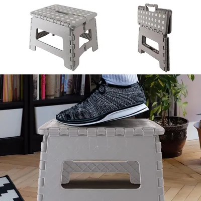 Imagen del producto de Taburete plegable, taburete portátil, accesorio de jardín, gris claro