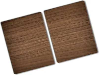 Produktbild von Tulup Glas Herdabdeckplatte - 2x40x52 cm - Glaskeramikkochfeld-Abdeckung Spritzschutz Glasabdeckplatte Kochplattenabdeckung und Schneidebrett - Zweiteilig - Sonstige - Holz - Braun