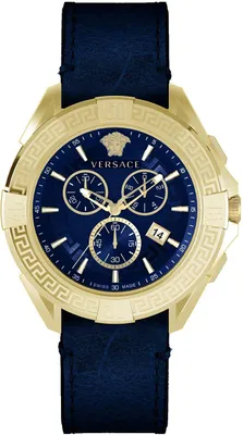 Produktbild von Versace VE5CA0223 Chrono Sporty Chronograph blau gold Leder Herren Uhr NEU