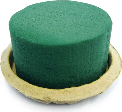 Produktbild von Nass Steckschaum Rund 8x5cm mit Eco Unterlage Natur Braun 2er Set