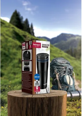 Zdjęcie produktu dla Lamart kubek termiczny 360ml czarny/niebieski MANQ LT4050
