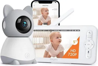 Obrázek produktu pro Dětská chůvička s videem, 5palcovým barevným displejem, 3MP kamerou a infračerveným nočním viděním