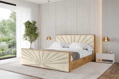 Produktbild von ALTDECOR Polsterbett mit Bettkasten - ENZO6-Z - 160x200 Beige- Bett mit Matratze H3/H4, Kopfteil und Fußteil, Boxbett, Doppelbett mit Stauraum