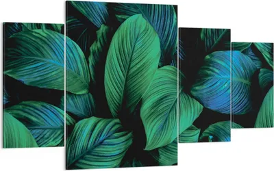 Produktbild von Bild auf Leinwand - Leinwandbild - 4 Teile - Blätter Pflanzen Exotik - 160x90cm - Wand Bild - Wanddeko - Wandbilder - Leinwanddruck - Bilder - Wanddekoration - Leinwand bilder - DL160x90-5066