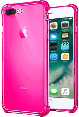 Produktbild von Smartphonica iPhone 7/8 Plus transparente  stoßfeste Silikonhülle mit Bumper - Neon Pink