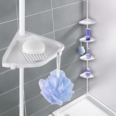 Produktbild von Teleskopischer Winkel, 4 Fächer, Aluminium, 26x78-265x19,5cm, Weiß