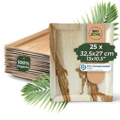Productafbeelding van Solidchoice - Set van 25 Wegwerp Servies van Palmblad, 32,5 x 27 cm