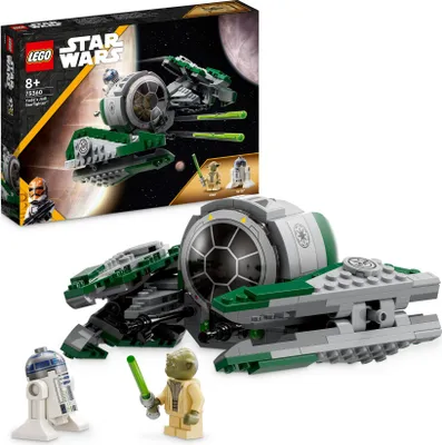 Produktbild von LEGO 75360 Star Wars Yodas Jedi Starfighter Bauspielzeug, Clone Wars Fahrzeug-Set mit Meister Yoda-Minifigur, Lichtschwert und Droide R2-D2-Figur
