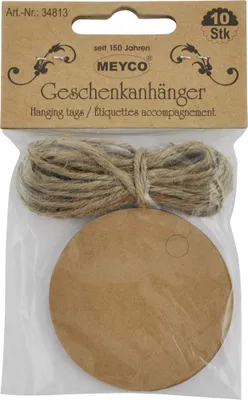 Produktbild von Geschenkanhänger rund 10 Stück mit 3 m Schnur