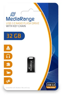 Produktbild von MediaRange MR922, 32 GB, USB Type-A / Micro-USB, 2.0, 15 MB/s, Ohne Deckel, Schwarz