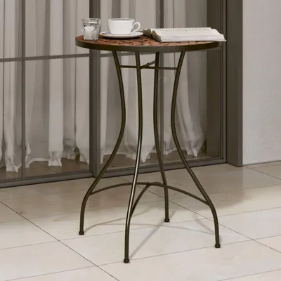 Produktbild von Terrakotta-Mosaik-Bistrotisch mit Keramikplatte, Ø50x70 cm, für Garten, Balkon und Terrasse