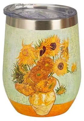 Immagine prodotto di Tazza termica, design elegante, ideale come regalo. Motivo: "Girasoli" di Van Gogh. Capacità: 330 ml