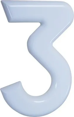 Produktbild von Hausnummer 3, weiß, aus Nylon, 160 mm hoch, witterungsbeständig