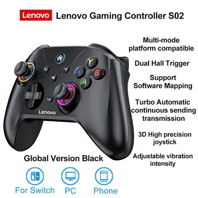 Produktbild von Gamecontroller - S02 Gamepad - Hall-Trigger & Sticks - 2,4G + Bluetooth + Kabel - Für Switch/PC/Android/iOS - 600 mAh, 8–10 Std., USB‑C - Schwarz
