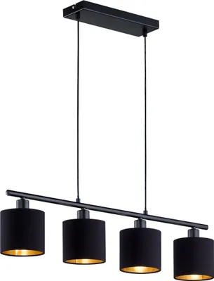 Produktbild von Hängeleuchte, Textil, schwarz-gold, 4 Flammig, L 75 cm