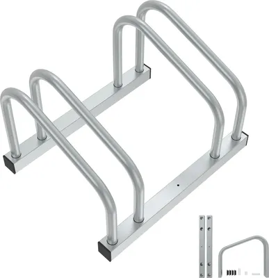 Produktbild von TRMLBE Fahrradständer Boden- und Wandmontage für 2 Fahrräder 30-65mm Reifenbreite, Fahrradhalter Metall Platzsparend Fahrrad Mehrfachständer, Silber