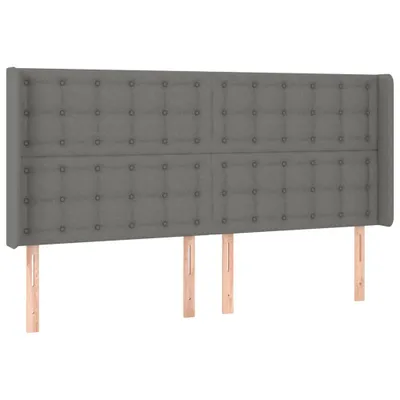 Image de vidaXL Tête de lit avec oreilles gris foncé 203x16x118/128 cm Tissu