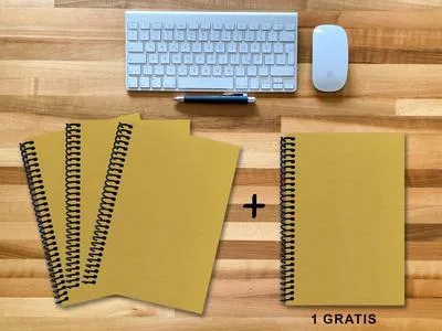 Produktbild von A 4 Notizbuch - Set, 3+1 gratis, Luxury 80 Seiten GOLD GMUND SHIMMER, kariert 7x7mm