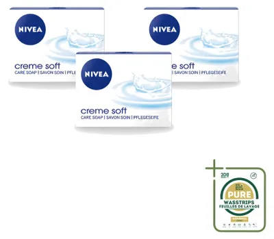 Immagine prodotto di 3 confezioni di sapone Nivea Creme Soft, 100 g ciascuna - confezione risparmio - 3 pezzi