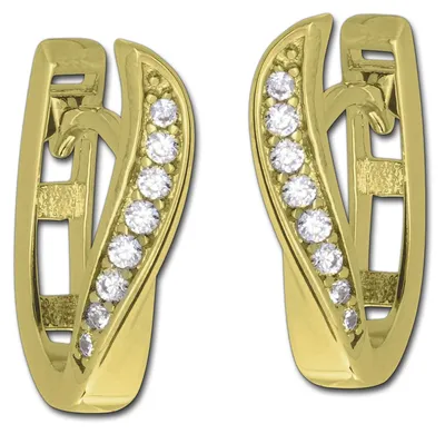 Image de Boucles d'oreilles créoles pour femmes, en or jaune 333, avec zirconium. Modèle : D3GDO5623Y