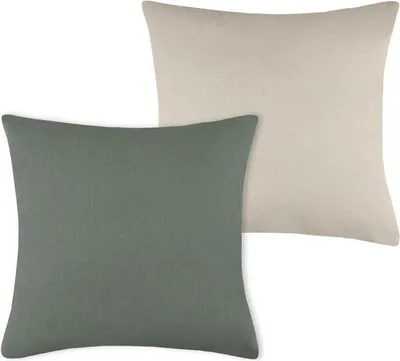 Obrázek produktu pro STOF | Polštáře na pohovku - Dekorační polštáře - DUO - 50x50 cm - Olivově zelená a béžová - Dvoubarevný povlak na polštář - Vysoce kvalitní bavlna - 1 kus