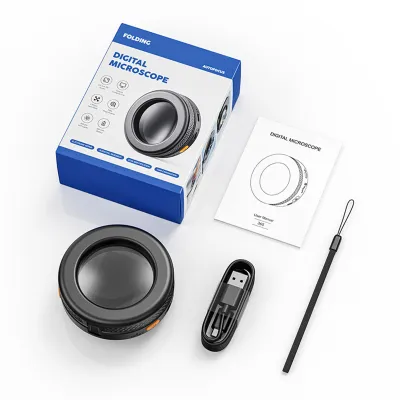 Zdjęcie produktu dla Mikroskop ręczny z 500-krotnym powiększeniem, ekranem IPS i 3-stopniowym oświetleniem LED dla dorosłych, dzieci i seniorów