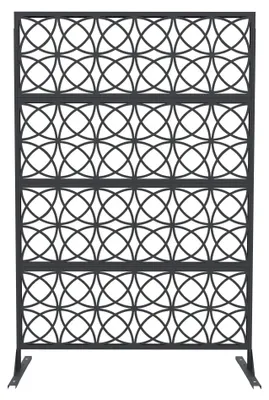 Immagine prodotto di Pannello divisorio per giardino - Schermo divisorio in metallo autoportante, 180x117 cm - Ideale per balconi e terrazze - Elemento decorativo per esterni - Resistente agli agenti atmosferici - Design a monete di rame, colore nero