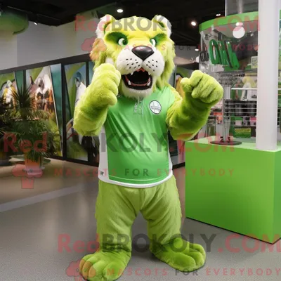 Obrázek produktu pro Postava REDBROKOLY maskota Lime Green Šavlozubého tygra v bermudách a prstenech