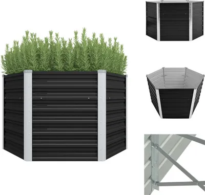 Image de vidaXL Bac de jardin surélevé Anthracite 129 x 129 x 77 cm Acier galvanisé - Pots de fleurs & Jardinières
