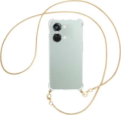Produktbild von Handykette Backcover-Schutzhülle mit Band (Metall goldfarben) für OnePlus Nord 3 (CPH2491) - goldfarbene Snake-Kette