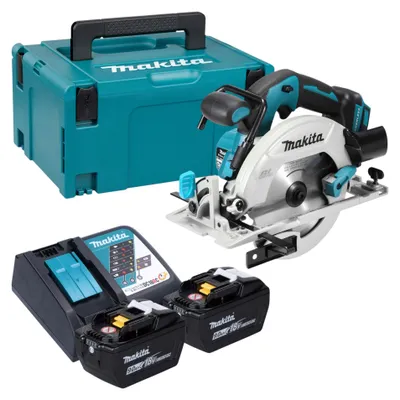 Image de Scie circulaire sans fil Makita DHS 680 Z 18 V 165 mm sans balais + 2 batteries 9,0 Ah + chargeur + Makpac