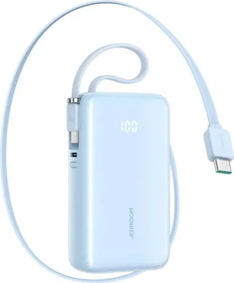 Image de Joyroom JR-PR2L Powerbank 10000 mAh 35W avec deux câbles USB-C intégrés Bleu
