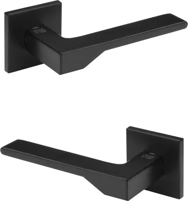 Produktbild von HEXIM Türgarnitur, Zimmer Türgriff WC / Bad Aluminium matt in 4 Farben - Ricardo Borelli Q02 (Türklinke, schwarz) Türbeschläge Innentüren door handle
