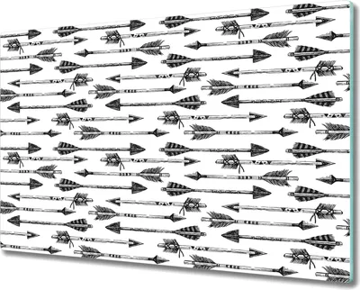 Produktbild von Glas Schneidebrett Herdabdeckplatten Schneideplatten - 80x52 cm - Pfeile weiß grau